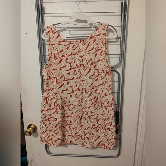 Red/white patterned lace trim sleeveless top XL Suzanne Betro - Picture 6 of 7